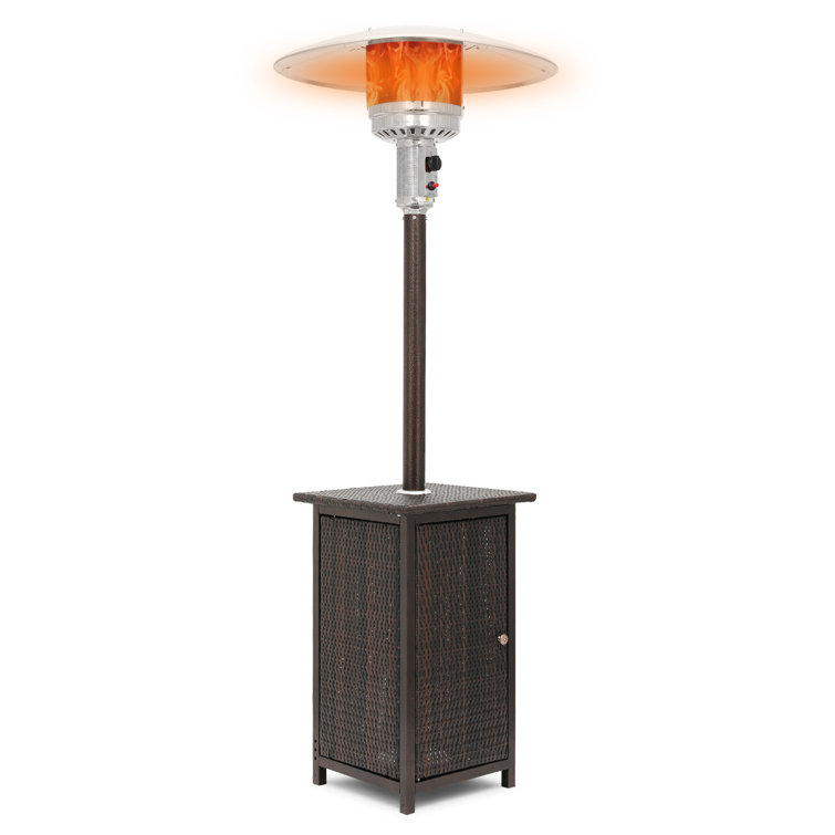 MoNiBloom Patio Propane Gas Heater Burner Free Standing with Square Rattan Wicker Shelf